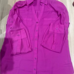 Express Women's Pink Button-Up Blouse